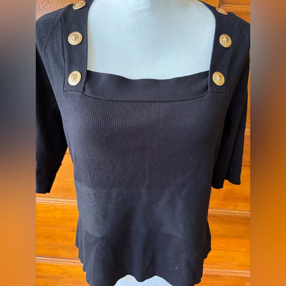 BOLD elements Black Square-Neck Top with Gold But… - image 2